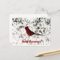 Frohe Weihnachts-Kardinal-Flachkarte