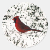 Frohe Weihnachts-Kardinal Runder Aufkleber (Vorderseite)