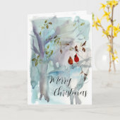 Frohe Weihnachts-Kardinäle Winterwald Wasserfarbe Karte (Gelbe Blume)