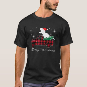 Frohe Weihnachts Karierter LKW mit Niedlichem Dino T-Shirt