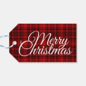 Frohe Weihnachts-Karo Kariert Black Red White Lett Geschenkanhänger (Rückseite Horizontal)