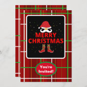 Frohe Weihnachts-Karo Karierte Weihnachts-Party-Ve Einladung (Vorne/Hinten)