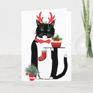 Frohe Weihnachts-Katze Feiertagskarte
