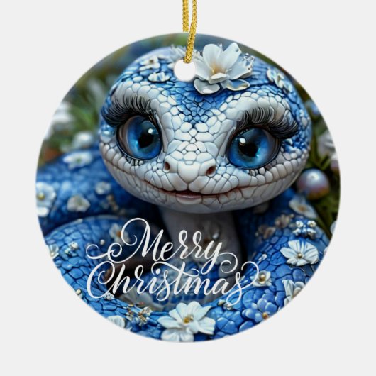 Frohe Weihnachts-Keramik Circle Ornament (Vorne)