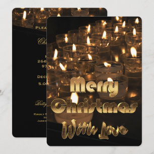 Frohe Weihnachts-Kerze Lights Schwarzer Gold Text Einladung