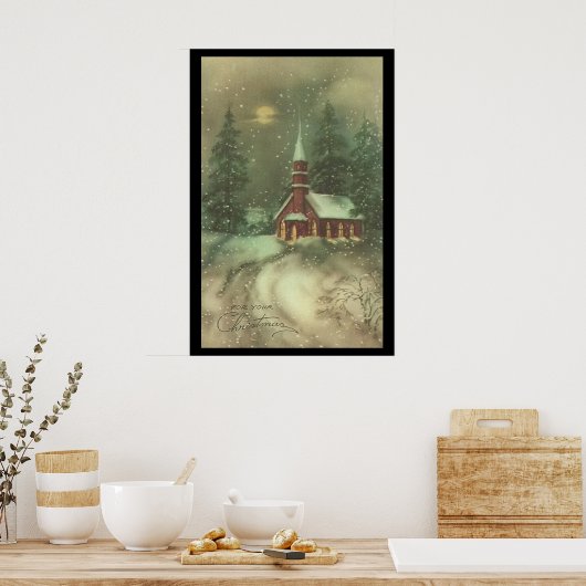 Frohe Weihnachts-Kirchenplakat Poster (Küche)