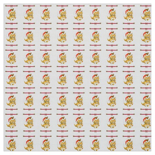 Frohe Weihnachts Kitten Fabric Stoff (Muster)