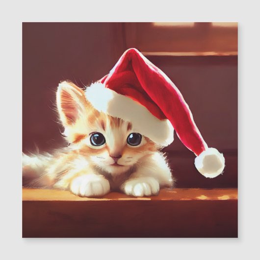 Frohe Weihnachts-Kitten-Karte Magnetkarte (Vorderseite)