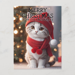 Frohe Weihnachts Kitty Cat Personalisiert Feiertagspostkarte