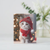 Frohe Weihnachts Kitty Cat Personalisiert Feiertagspostkarte (Stehend Vorderseite)