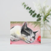 Frohe Weihnachts Kitty Cat Postcard Feiertagspostkarte (Stehend Vorderseite)