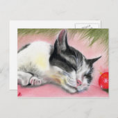 Frohe Weihnachts Kitty Cat Postcard Feiertagspostkarte (Vorne/Hinten)