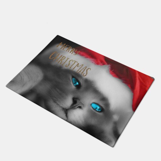 Frohe Weihnachts Kitty Fußmatte (Schrägansicht)