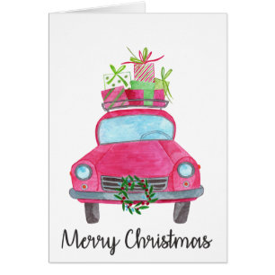 Frohe Weihnachts-Klassik Car Watercolor