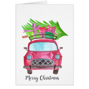 Frohe Weihnachts-Klassik Car Watercolor