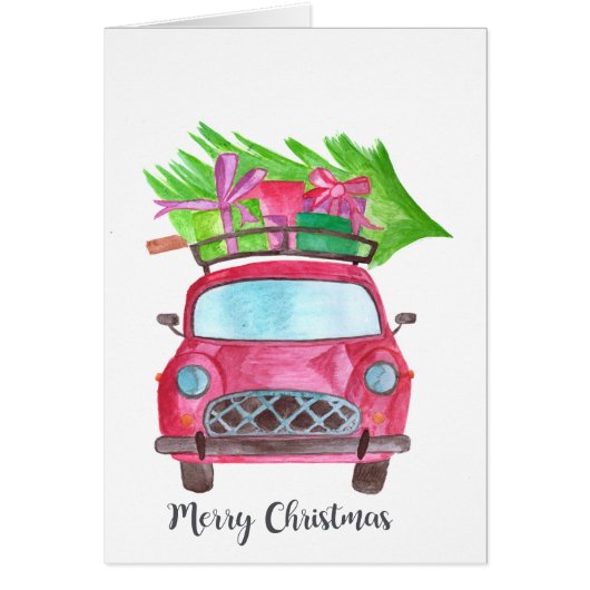 Frohe Weihnachts-Klassik Car Watercolor (Vorne)