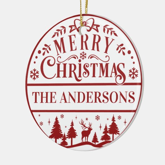 Frohe Weihnachts-Klassik Custom Family Keepake Keramik Ornament (Links)