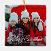 Frohe Weihnachts-Klassik Drehbuch ein Foto Urlaub Keramikornament (Vorderseite)