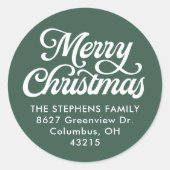 Frohe Weihnachts Klassik Grün Rücksendeadresse Runder Aufkleber (Vorderseite)