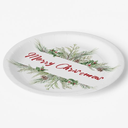 Frohe Weihnachts-Klassik Winterwetter Gruß Pappteller (Schrägansicht)