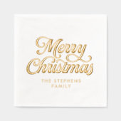 Frohe Weihnachts klassische Retroskriptparty Servietten Mit Folie (Vorderseite)