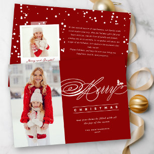Frohe Weihnachts Klassisches Script Foto Elegant C Feiertagskarte