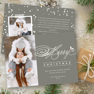 Frohe Weihnachts Klassisches Script Foto Elegant C Feiertagskarte