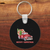 Frohe Weihnachts Klik Red Truck Tree Familie Weihn Schlüsselanhänger (Vorderseite)