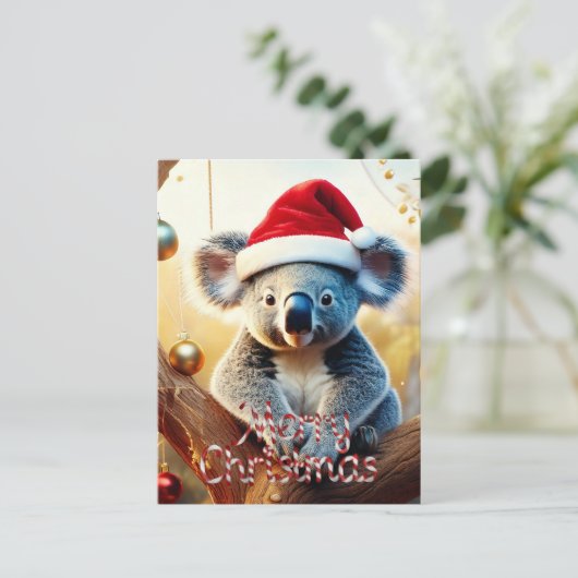 Frohe Weihnachts-Koala in Gumtree Card Postkarte (Stehend Vorderseite)