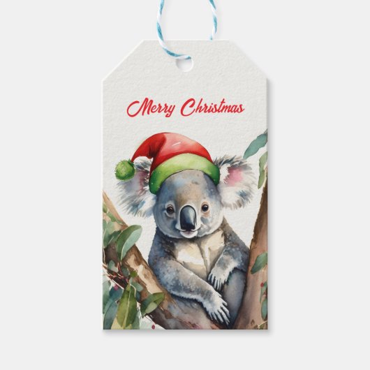 Frohe Weihnachts-Koala in Gumtree Geschenkanhänger (Vorderseite)