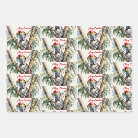 Frohe Weihnachts-Koala in Gumtree Geschenkpapier Set (Vorderseite)