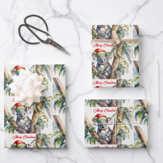 Frohe Weihnachts-Koala in Gumtree Geschenkpapier Set (Vorderseite)