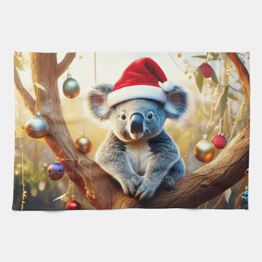 Frohe Weihnachts-Koala in Gumtree Geschirrtuch (Horizontal)