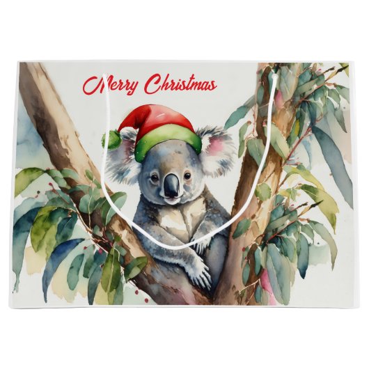 Frohe Weihnachts-Koala in Gumtree Große Geschenktüte (Vorderseite)