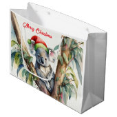 Frohe Weihnachts-Koala in Gumtree Große Geschenktüte (Vorderseite Schrägansicht)