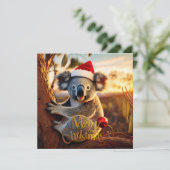 Frohe Weihnachts-Koala in Gumtree Karte (Stehend Vorderseite)