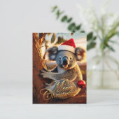 Frohe Weihnachts-Koala in Gumtree Postkarte (Stehend Vorderseite)