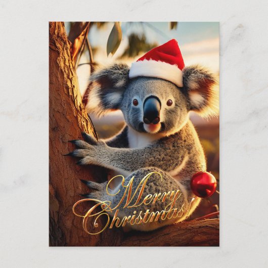 Frohe Weihnachts-Koala in Gumtree Postkarte (Vorderseite)
