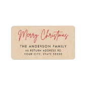Frohe Weihnachts-Kraft-Papier aussehen Rücksendead Adressaufkleber (Vorne)