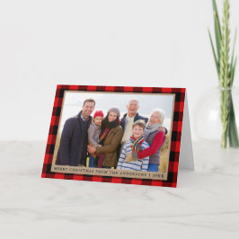 Frohe Weihnachts Kraft Tartan Foto der Familie gek Feiertagskarte