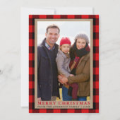 Frohe Weihnachts Kraft Tartan Fotokarte Einladung (Vorderseite)