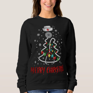 Frohe Weihnachts-Krankenschwester Stethoscope Tree Sweatshirt