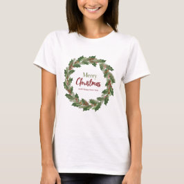 Frohe Weihnachts-Kranz-T - Shirt für Frauen