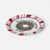 Frohe Weihnachts-Kranz-Teller Pappteller (Schrägansicht)