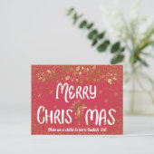 Frohe Weihnachts-Kreuzschrift Postkarte (Stehend Vorderseite)