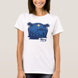 Frohe Weihnachts-Krippe Blue T-Shirt