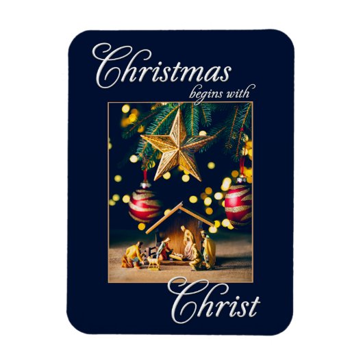 Frohe Weihnachts-Krippe Christus Magnet (Vertikal)