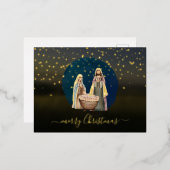 Frohe Weihnachts-Krippe Malerei Folien Feiertagspostkarte (Vorderseite/Rückseite)