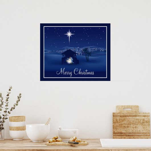 Frohe Weihnachts-Krippe-Poster Poster (Küche)