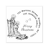 Frohe Weihnachts-Krippe-Rücksendeadresse Permastempel (Design)